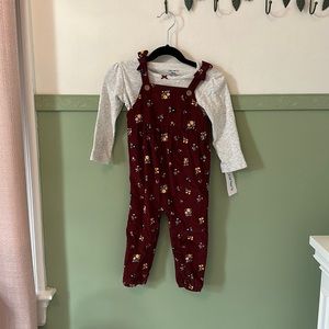 Carters 18 month corduroy overall set with long sleeve shirt